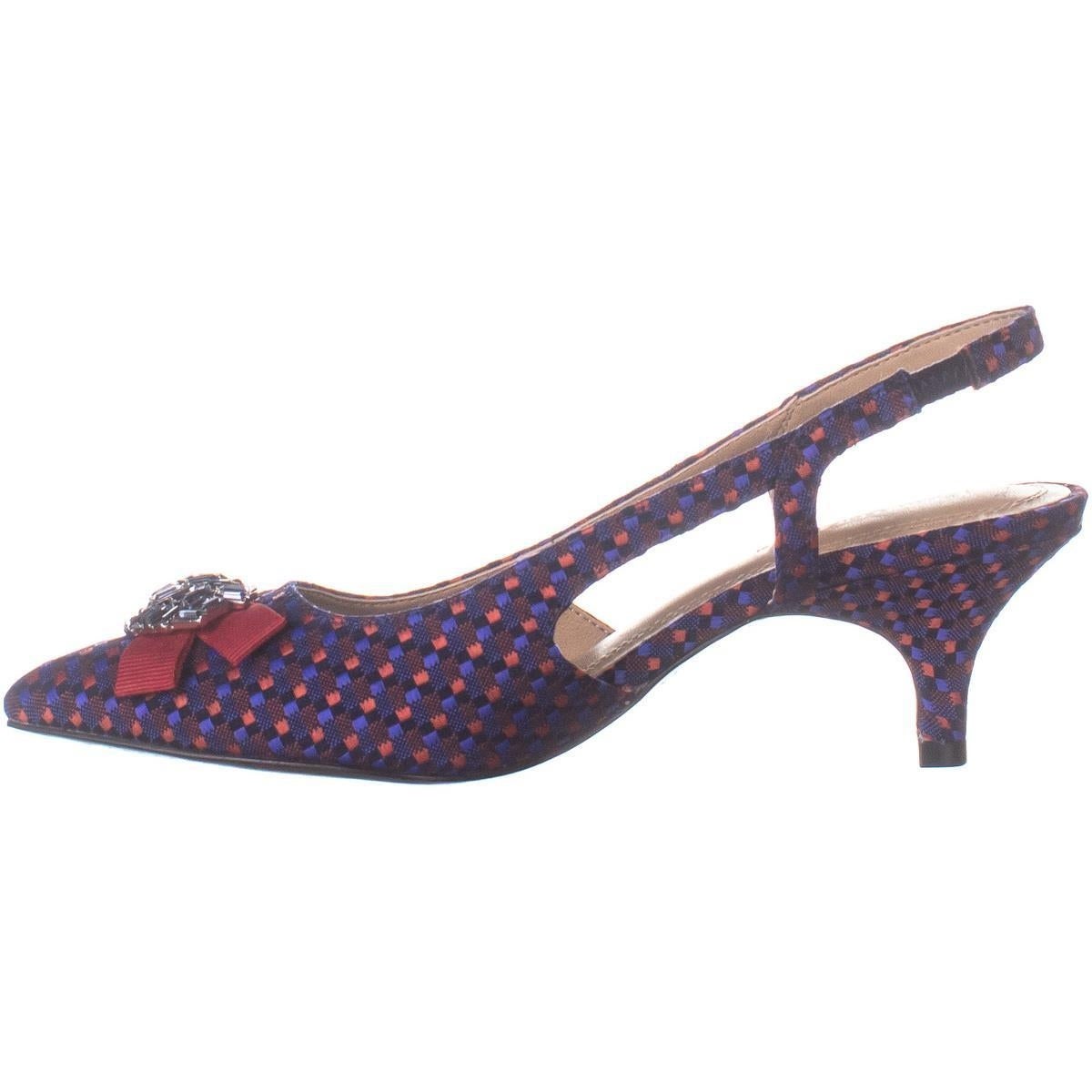 Charter Club Sandálias femininas Lollee bico fino formal slingback azul tamanho 6M