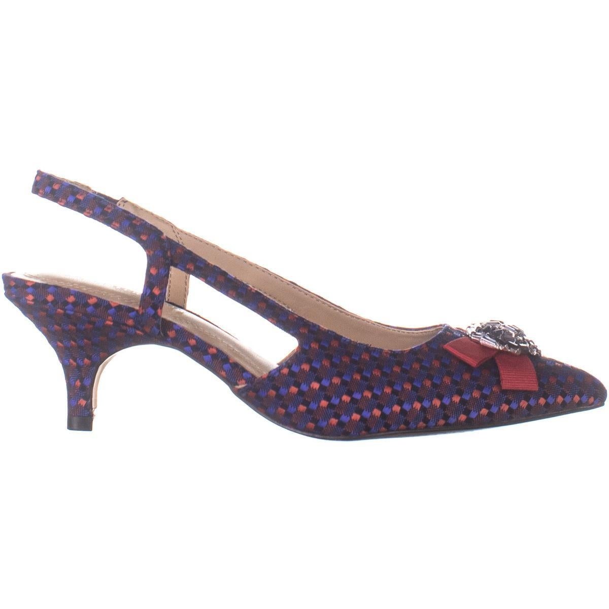 Charter Club Sandálias femininas Lollee bico fino formal slingback azul tamanho 6M