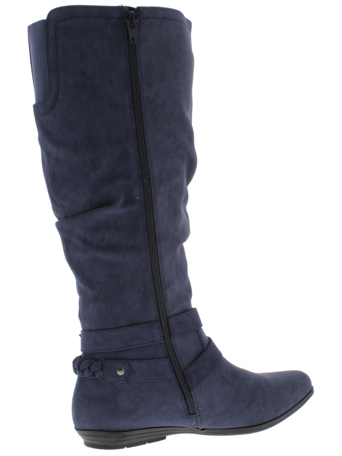 Botas de montaria femininas Cliffs by White Mountain Fairfield Buckle, azuis, tamanho 8,5 M