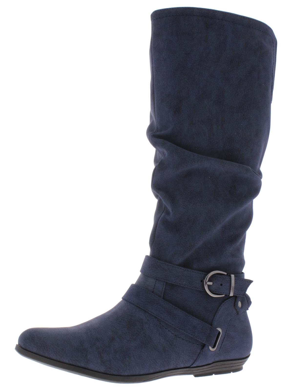 Botas de montaria femininas Cliffs by White Mountain Fairfield Buckle, azuis, tamanho 8,5 M