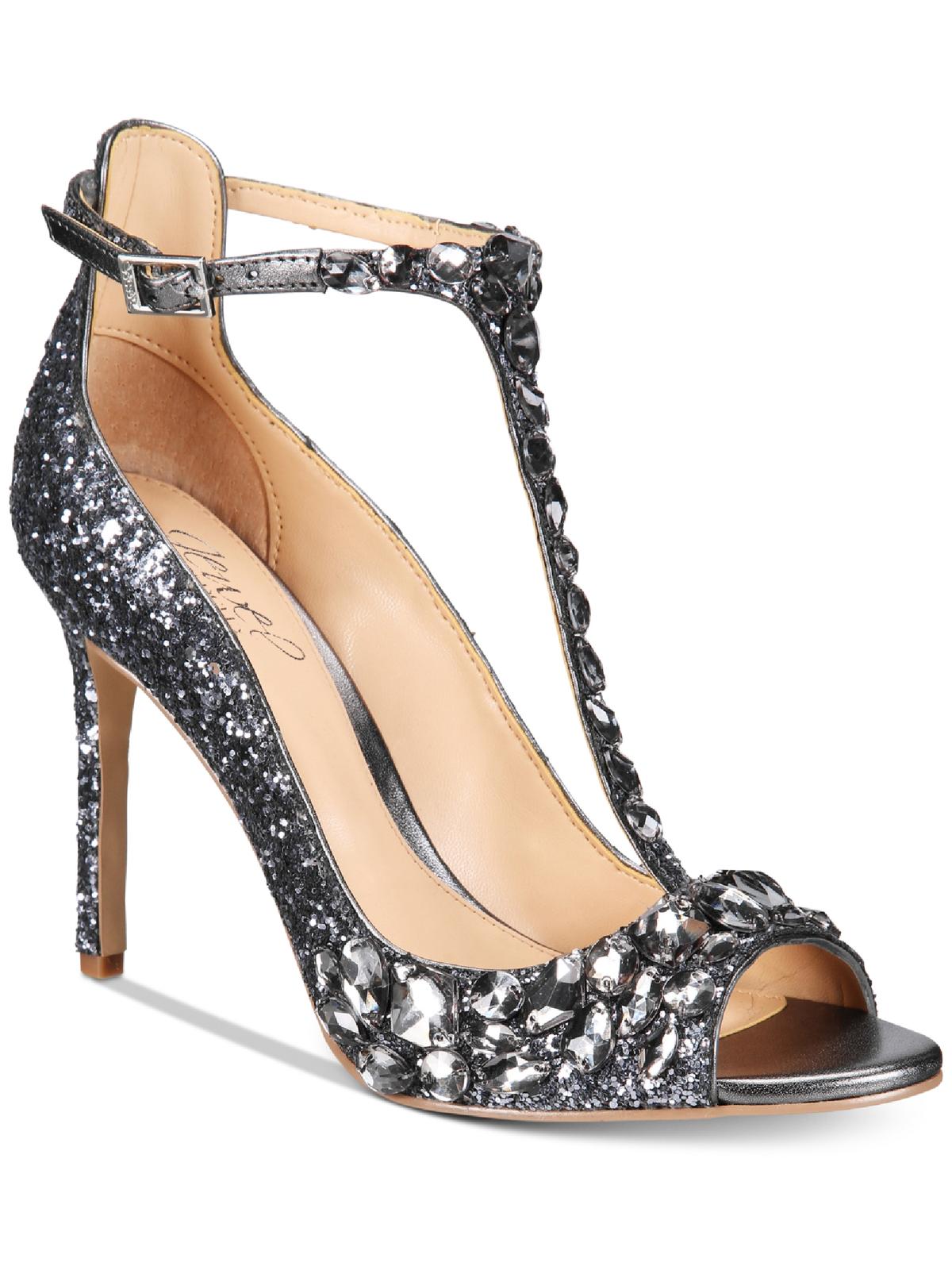Badgley Mischka Conroy Embellished T-Strap Pump Feminino Cinza Tamanho 6 M