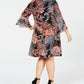 Vestido feminino plus size Paisley com manga sino e estampa paisley da Connected Apparel, preto, tamanho 20W
