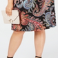 Vestido feminino plus size Paisley com manga sino e estampa paisley da Connected Apparel, preto, tamanho 20W