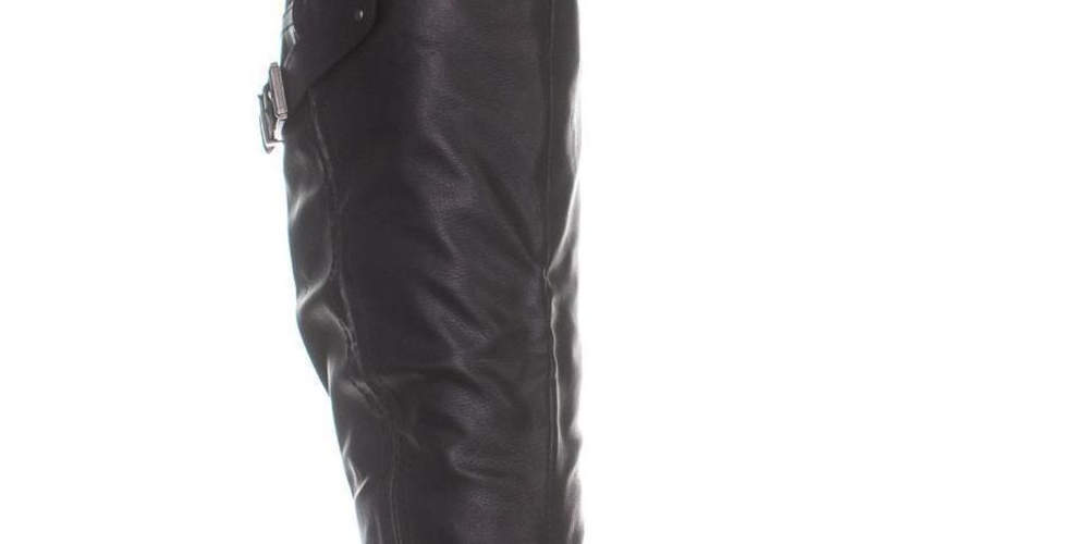 Botas femininas estilo &amp; co Mayy Wide Calf High, pretas, tamanho 9,5 m