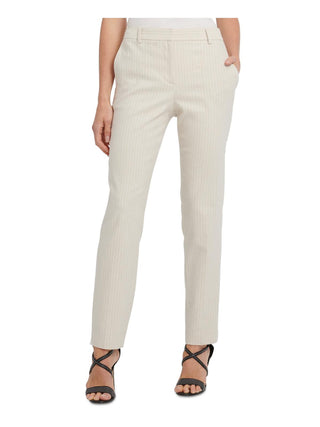 Calça social feminina DKNY Twill Pinstripe Essex, marrom, tamanho 4