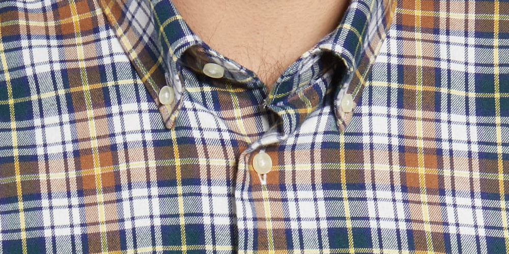 Camisa xadrez masculina Barbour Lund Thermo-tech Lund marrom tamanho XXL