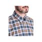 Camisa casual masculina Barbour Windowpane xadrez manga longa ajuste clássico botões azul vários tamanhos GG