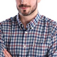 Camisa casual masculina BARBOUR Windowpane xadrez manga comprida ajuste clássico botões azul vários tamanhos GG