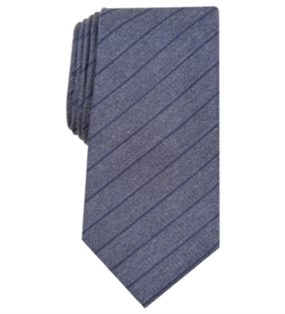 Gravata Alfani Masculina Prime Listrada Skinny Slim de Seda Azul Tamanho Regular