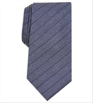 Gravata Alfani Masculina Prime Listrada Skinny Slim de Seda Azul Tamanho Regular