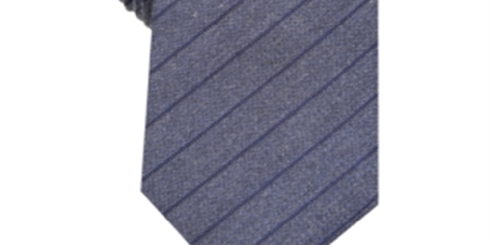 Gravata Alfani Masculina Prime Listrada Skinny Slim de Seda Azul Tamanho Regular