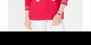 Túnica feminina de algodão bordada Charter Club, rosa, tamanho extragrande