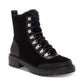 Botas femininas Lucky Brand Ilianna de couro com bico fechado e cano curto, pretas, tamanho 6 M