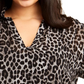 Blusa feminina Michael Kors Plus com estampa de leopardo, preta, tamanho 3XL