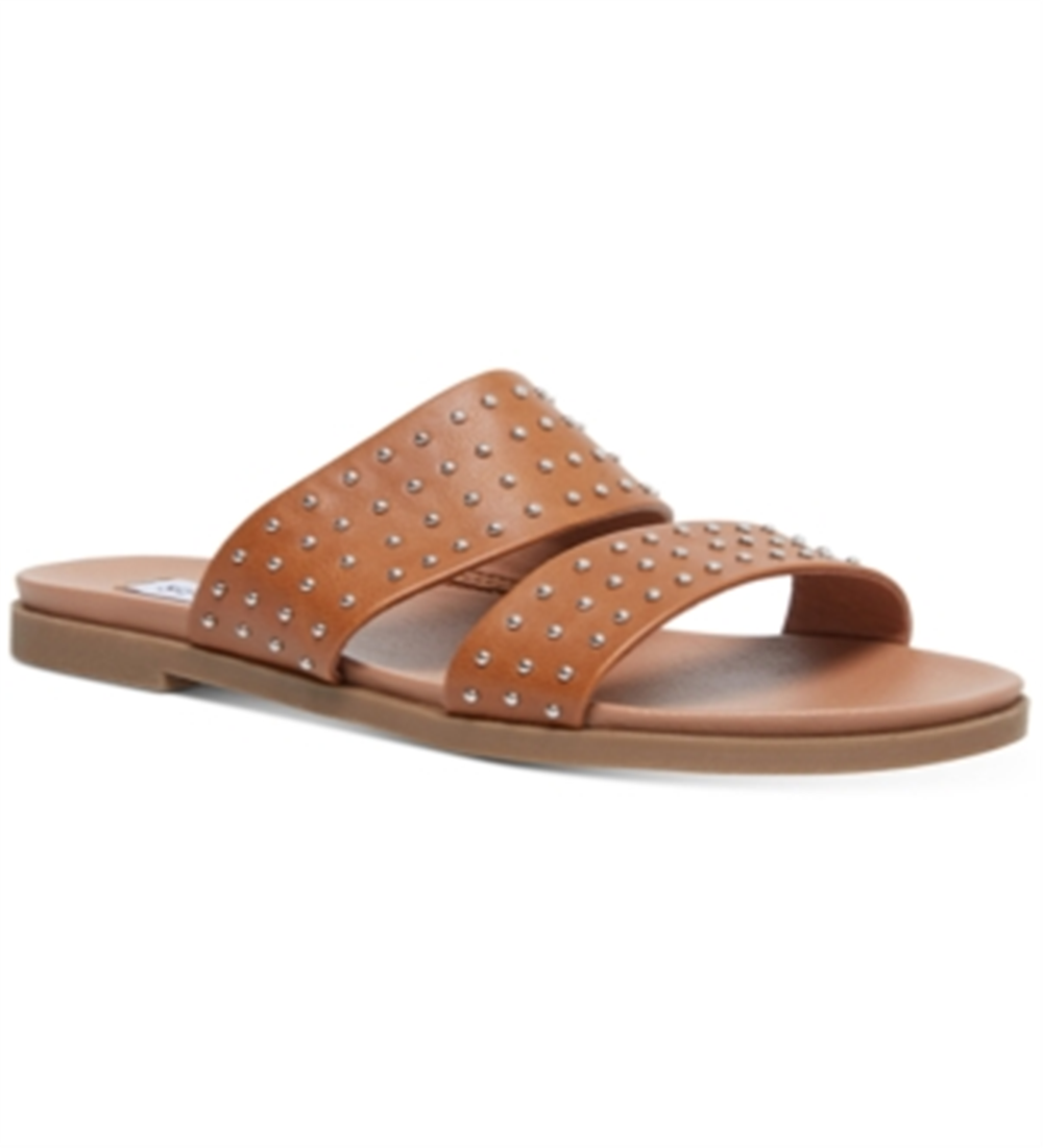 Sandálias femininas Steve Madden Dede de couro sintético, marrom, tamanho 6,5 m