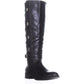 Botas femininas Thalia Sodi com tiras cruzadas e fivela com tiras Veronika, bico amendoado, salto bloco e zíper, tamanho 7,5 M