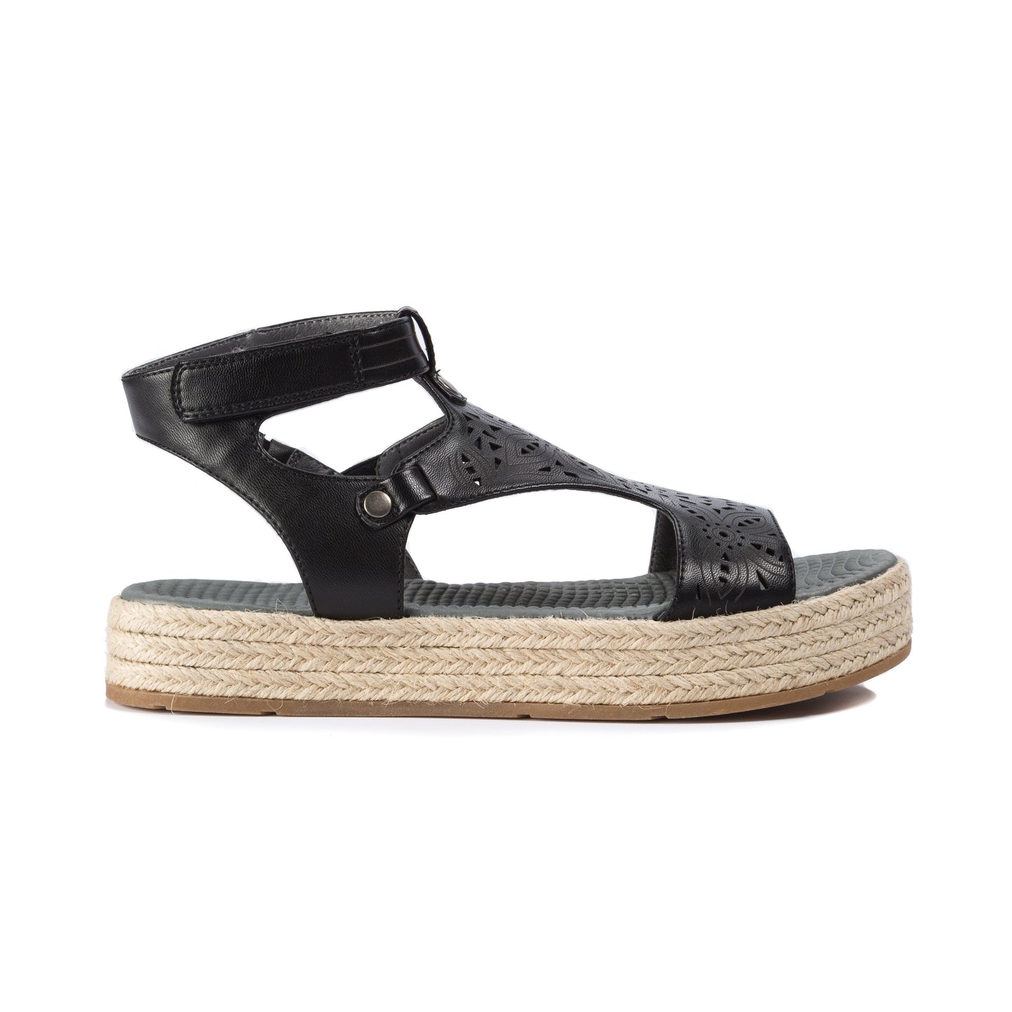 Sandálias plataforma casuais Bare Traps Bernedette femininas com bico aberto, pretas, tamanho 8,5 M
