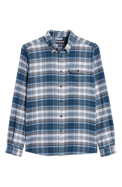 Camisa Barbour Shoreham Masculina Azul Aço Tamanho Médio