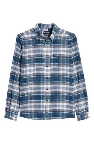 Camisa Barbour Shoreham Masculina Azul Aço Tamanho Médio
