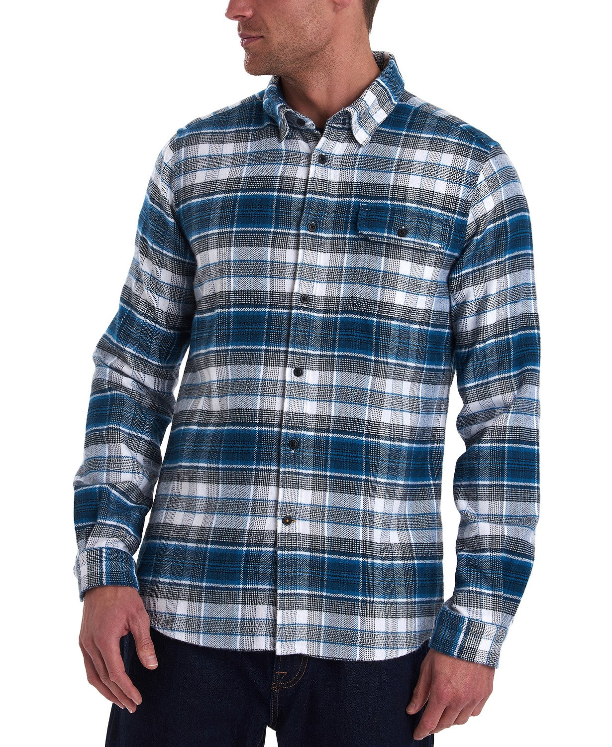 Camisa Barbour Shoreham Masculina Azul Aço Tamanho Médio
