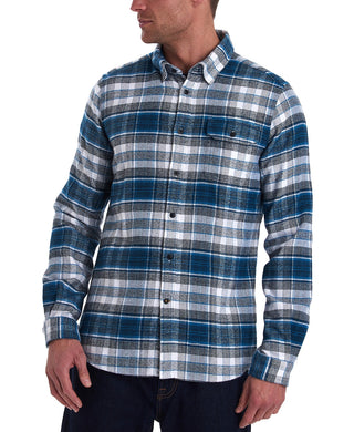 Camisa Barbour Shoreham Masculina Azul Aço Tamanho Médio