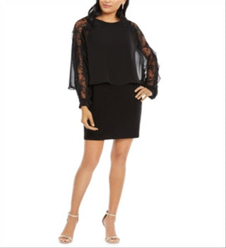 MSK Women's Sequined Lace Overlay Dress Black Size Medium