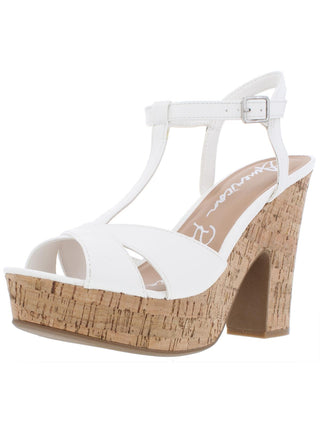 Sandálias femininas American Rag com tira no tornozelo, peep toe, para ocasiões especiais, tamanho 9 M, brancas