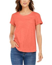 Camiseta feminina com bolsos e punhos, estilo &amp; co, casual, laranja, tamanho GG