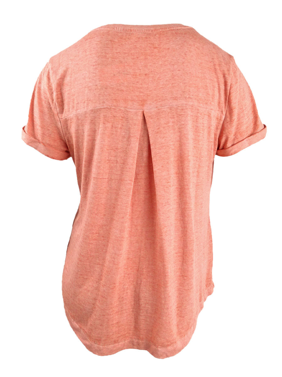Camiseta feminina com bolsos e punhos, estilo &amp; co, casual, laranja, tamanho GG