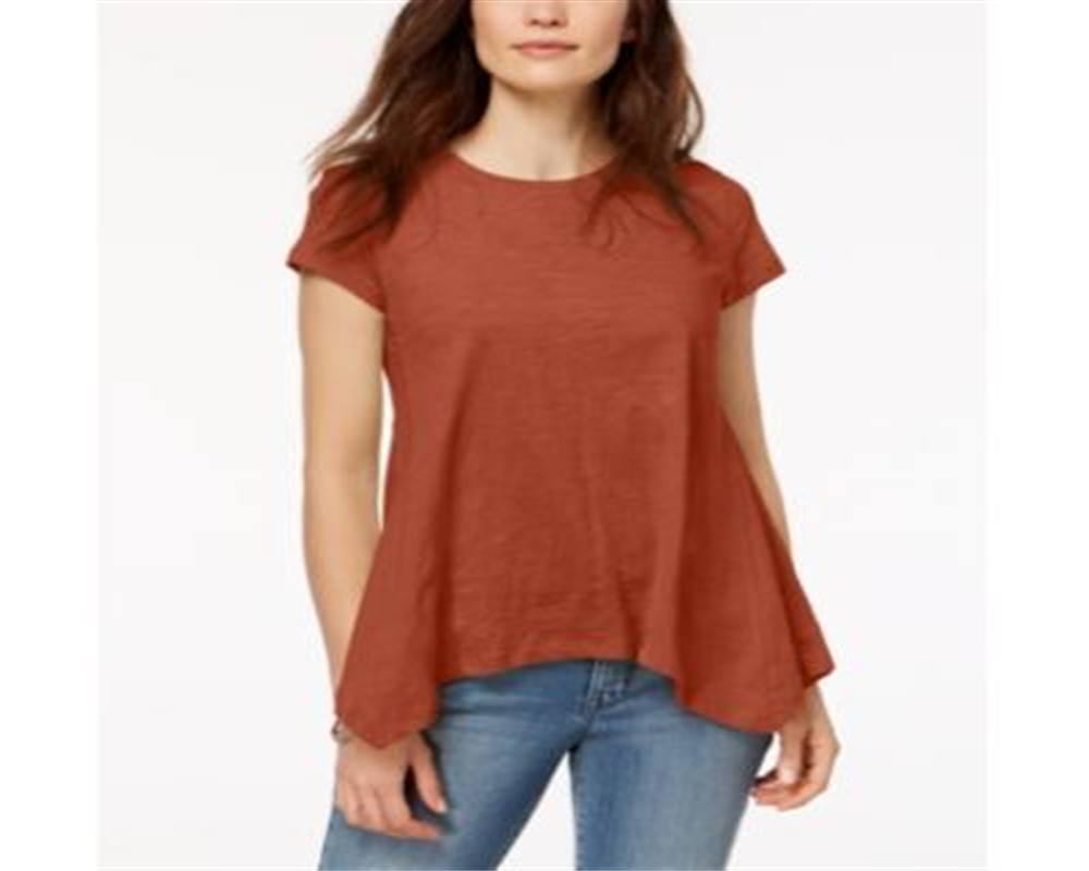 Camiseta feminina estilo lenço com bainha laranja tamanho GG