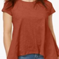 Camiseta feminina estilo lenço com bainha laranja tamanho GG