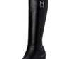 Botas de montaria femininas Alfani Nellie de couro com bico fechado e cano alto, pretas, tamanho 7,5 M
