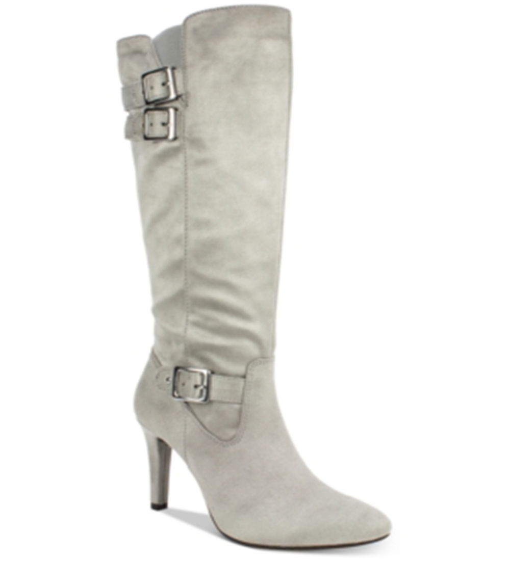 Botas sociais femininas Rialto Cahoon com fivela cinza claro, tamanho 6,5 M