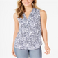 Blusa feminina Charter Club com estampa floral e gola plissada, branca, tamanho 2XL