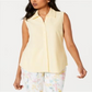 Camisa feminina sem mangas Charter Club Piquet Lemon Spritz Amarelo Tamanho 14