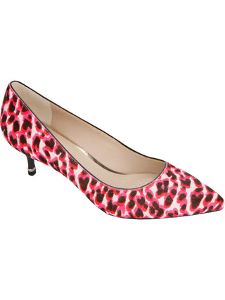 Kenneth Cole New York Feminino Leopardo Estampa Almofadado Morgan Bico Fino Salto Gatinho Slip-on Sapatos Rosa Tamanho 6,5M