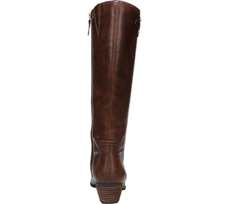 Bota feminina Dr. Scholls Brilliance de cano alto, em marrom uísque, tamanho 6,5 M