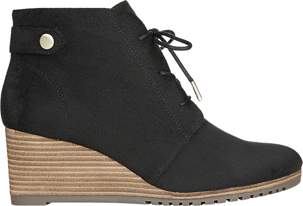 Bota feminina Dr. Scholls Conquer Wedge preta, tamanho 6 M