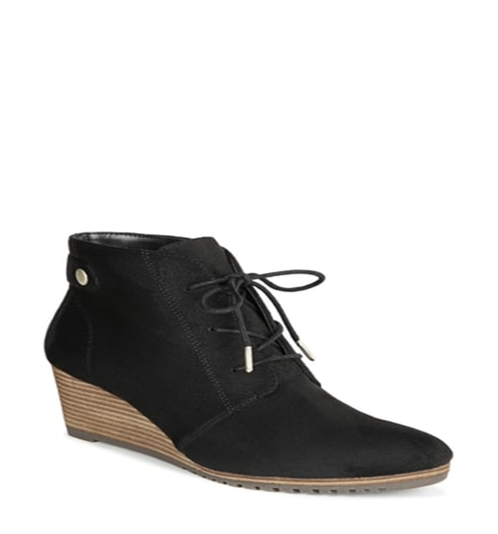 Bota feminina Dr. Scholls Conquer Wedge preta, tamanho 6 M