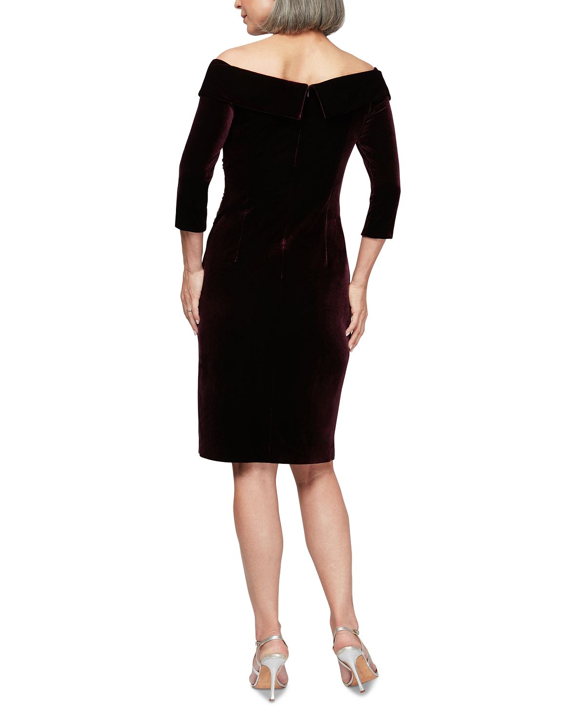 Vestido feminino Alex Evenings com manga 3/4 e comprimento até o joelho, vermelho, tamanho 8