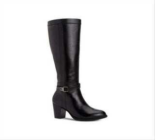 Giani Bernini Womens Rozario Leather Almond Toe Knee High, Black, Size 9
