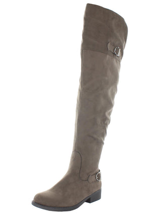 Botas femininas American Rag Adarra Buckle Salto alto acima do joelho, marrom, tamanho 8,5 M