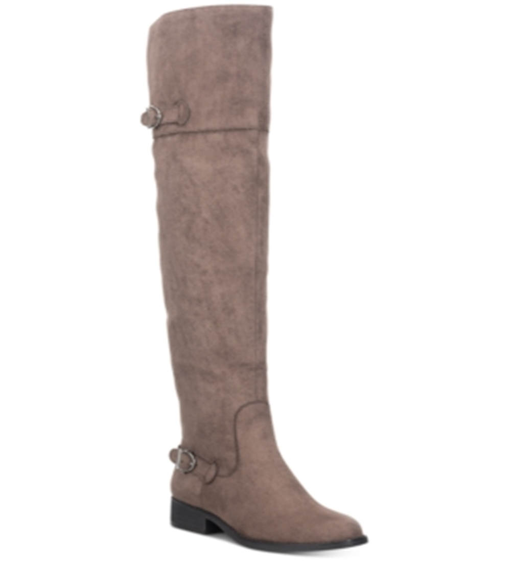 Botas femininas American Rag Adarra Buckle Salto alto acima do joelho, marrom, tamanho 8,5 M