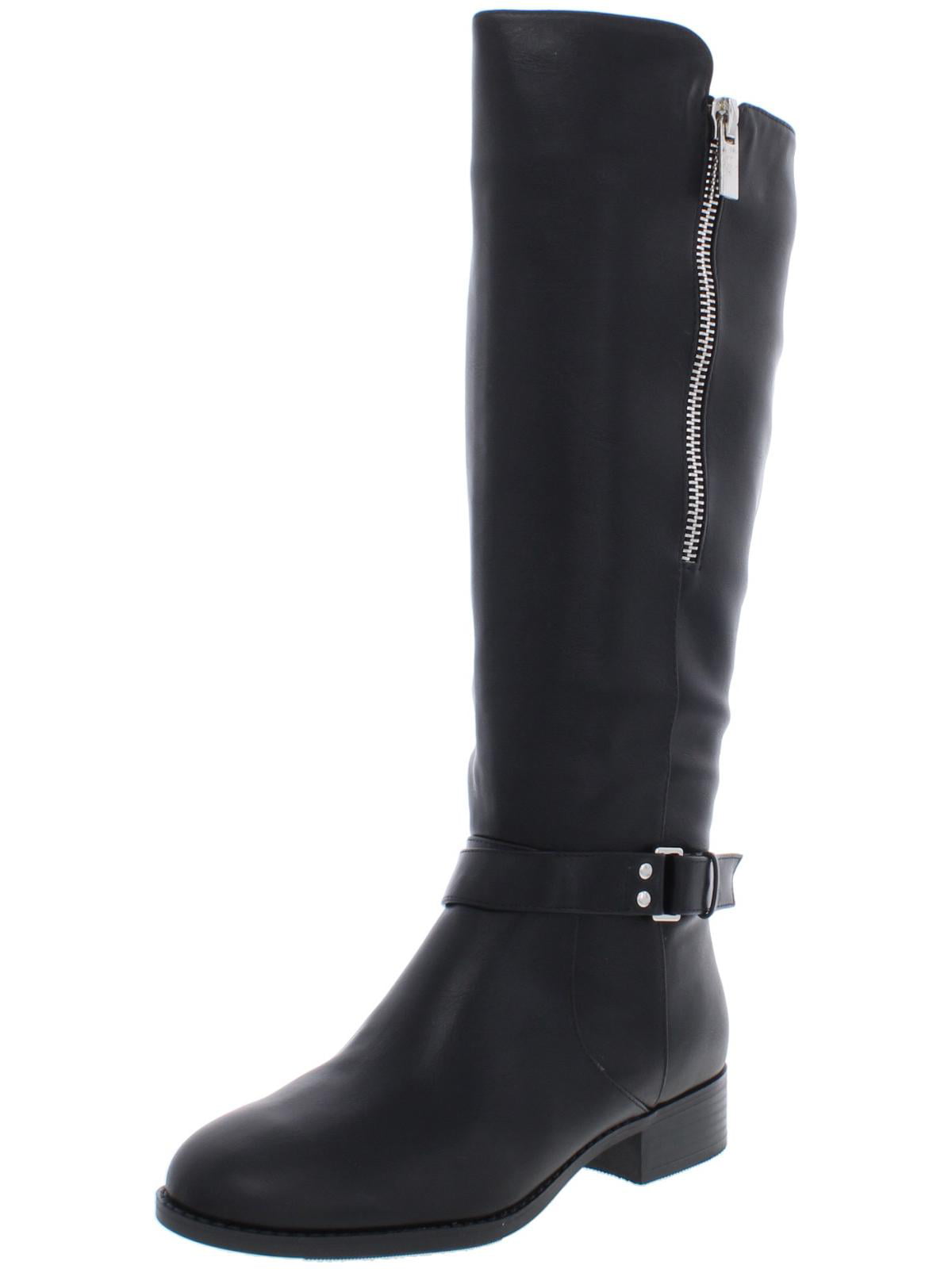 Botas de montaria femininas Winnnie de couro sintético, tamanho 5 M, pretas