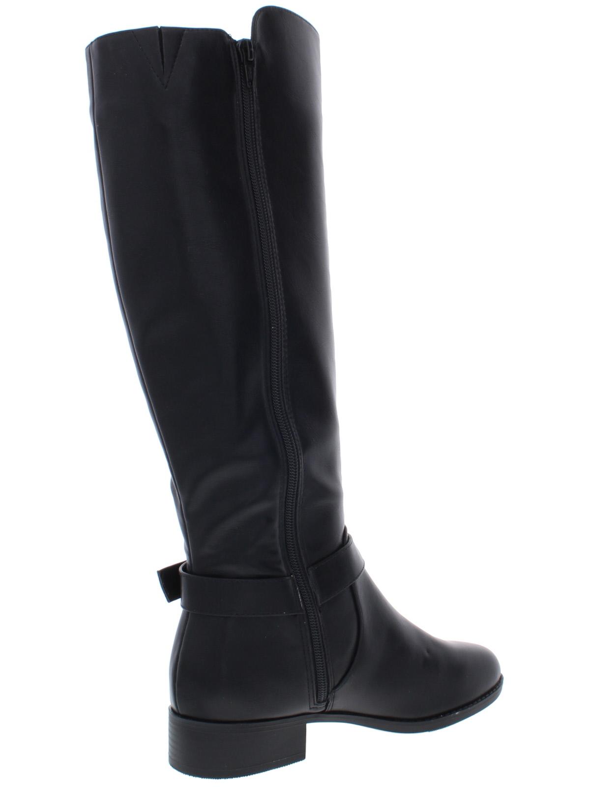Botas de montaria femininas Winnnie de couro sintético, tamanho 5 M, pretas