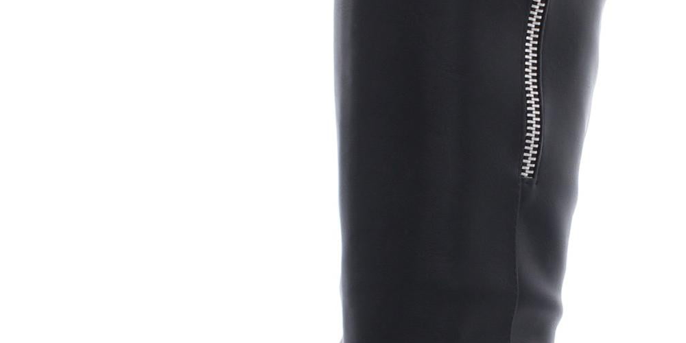 Botas de montaria femininas Winnnie de couro sintético, tamanho 5 M, pretas