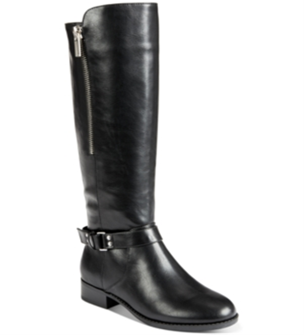 Botas de montaria femininas Winnnie de couro sintético, tamanho 5 M, pretas