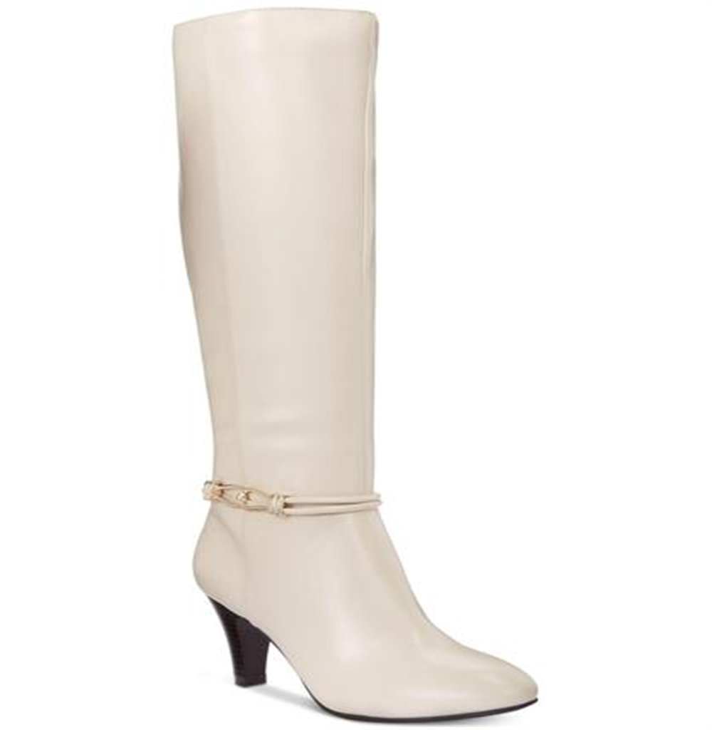 Karen Scott Botas Femininas Hollee Wide Calf Brancas Tamanho 8,5 M-WC