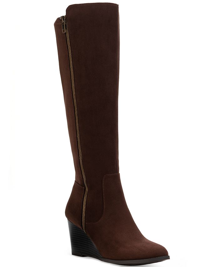 Botas femininas estilo &amp; co Wynterr de camurça, bico amendoado, cano alto, marrom, tamanho 7,5 M
