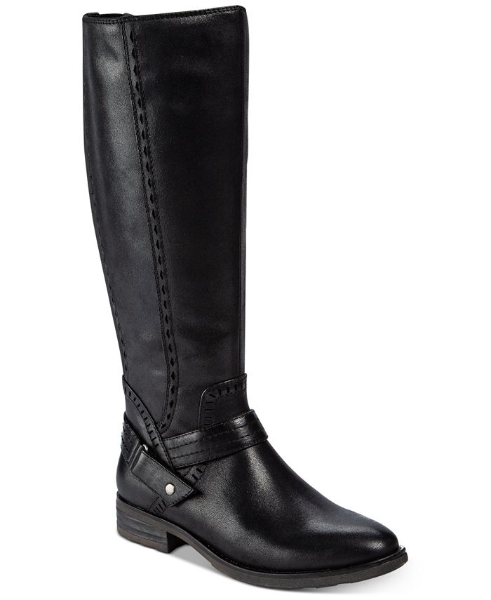Botas de montaria Baretraps Abram Laser Cut Mix Media para mulheres, pretas, tamanho 9,5 m